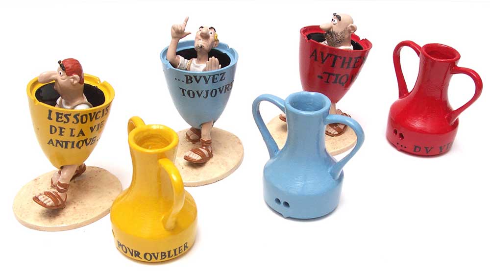 Pixi Uderzo Asterix Obelix - Yellow, blue and red advertising amphorae