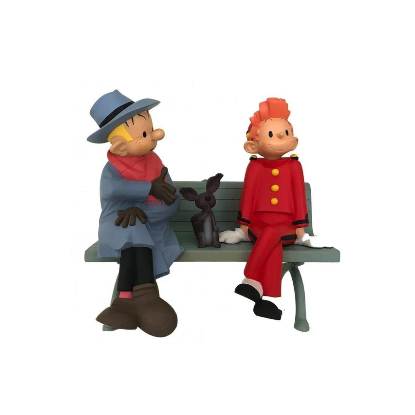 Leblon-Delienne Spirou et Fantasio - Spirou Fantasio et Spip assis sur le banc - 20 ans réédition