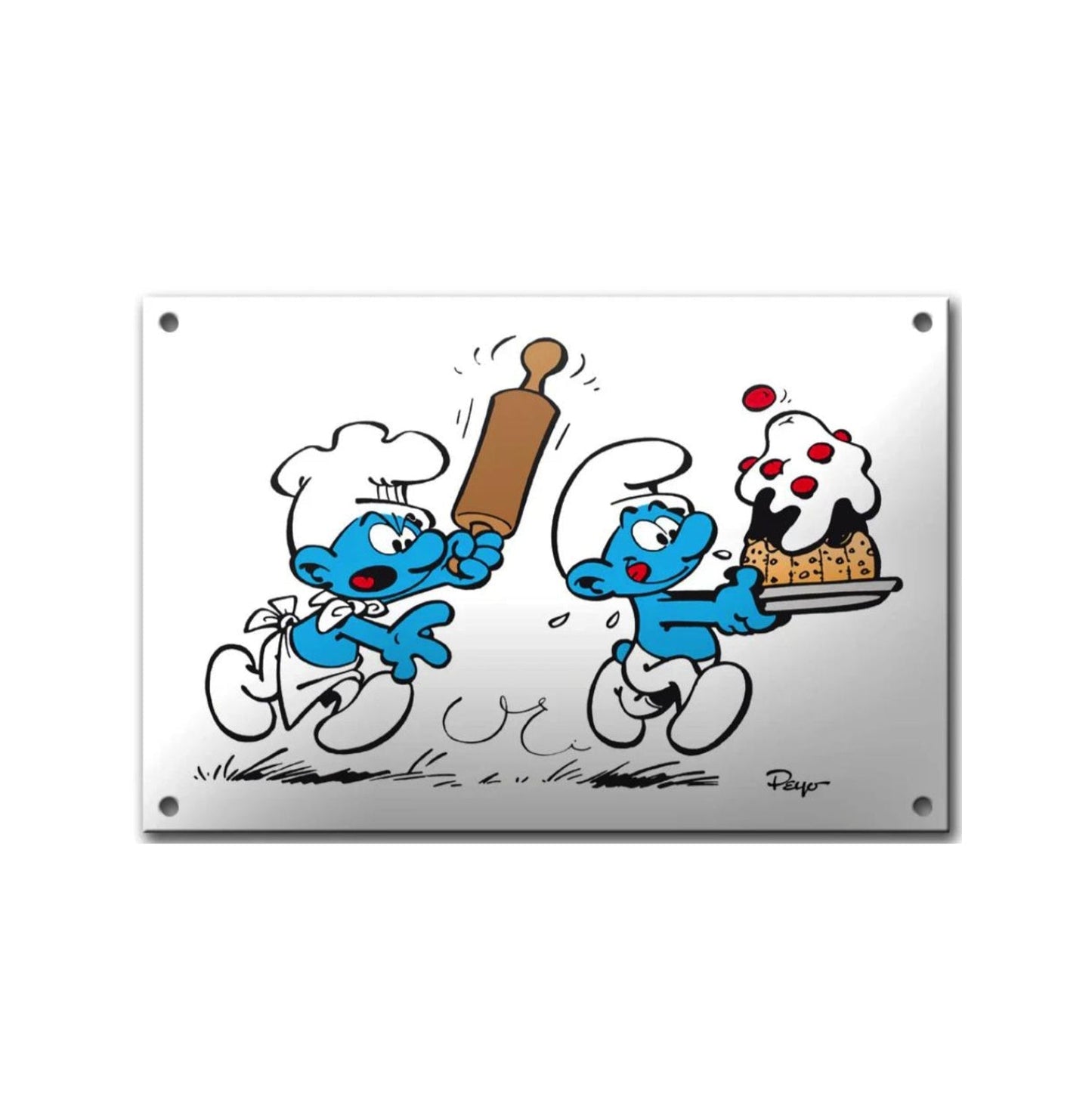 Coustoon Peyo Schtroumpf - plaque émaillée bombée 30 cm x 20 cm