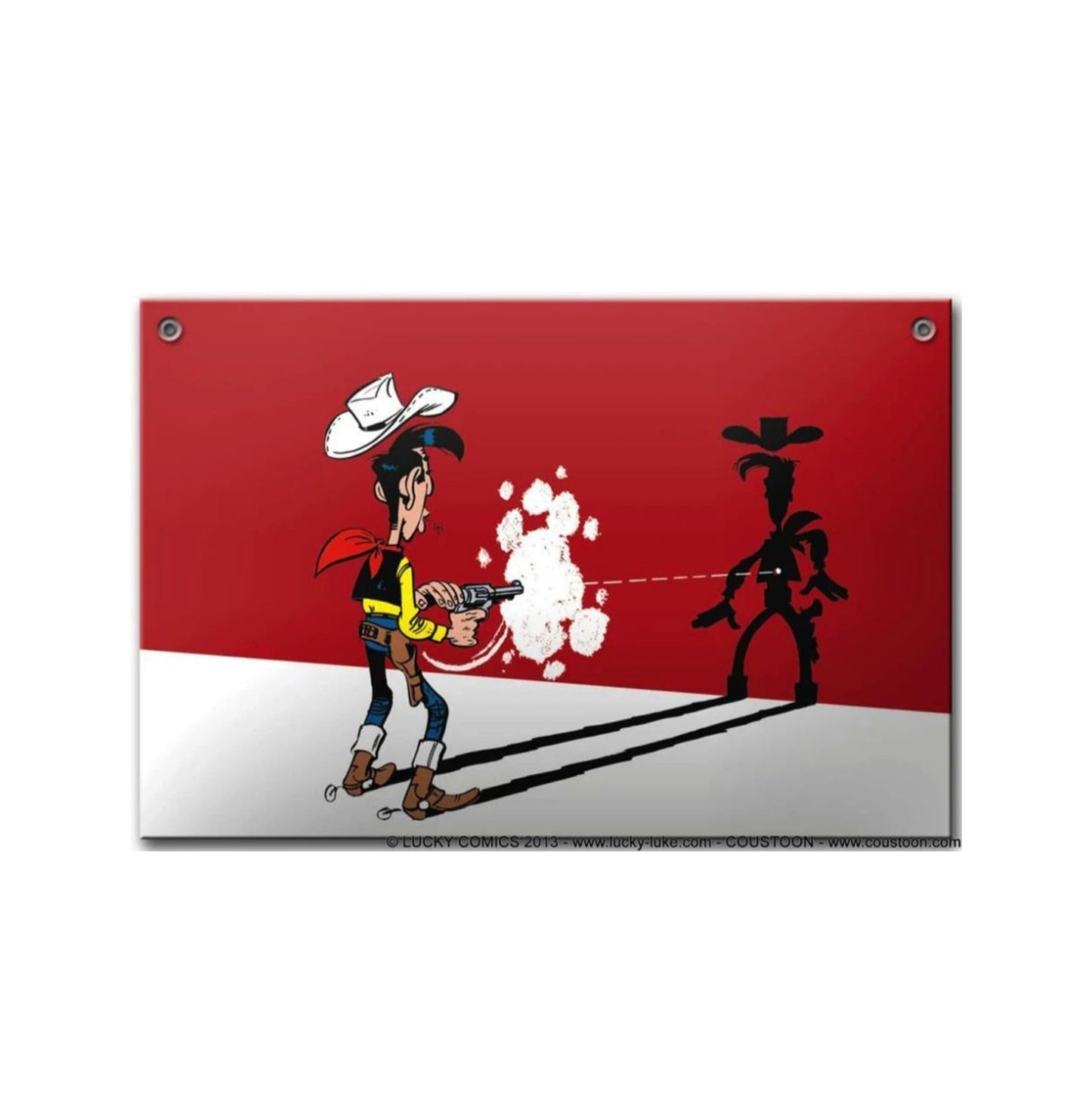 Coustoon Morris Lucky Luke - plaque émaillée bombée 30 cm x 20 cm