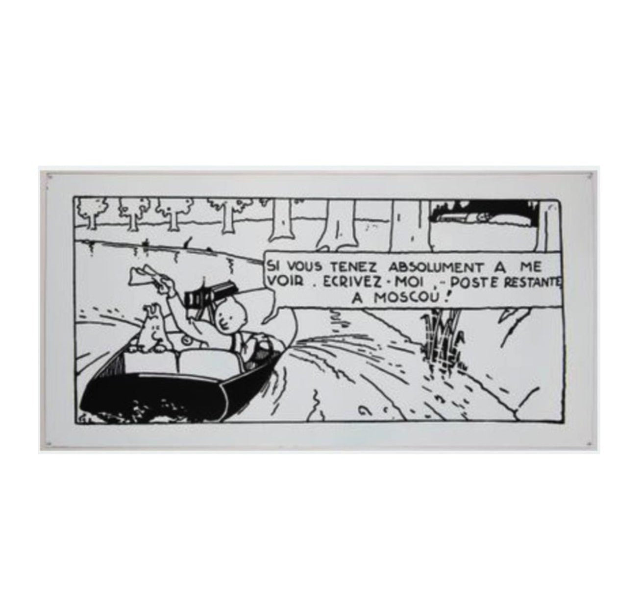 Emaillerie Inter-Media Tintin - Tintin enamel sign black and white boat - 100 cm * 50 cm