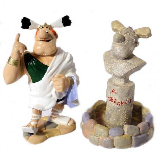Pixi Uderzo Asterix Obelix - Aplusbégalix in front of his monument