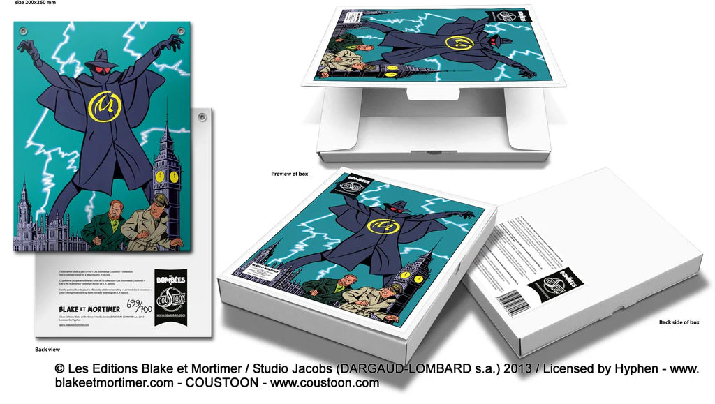 Coustoon Jacobs Blake Mortimer - plaque émaillée bombée 20 cm x 26 cm