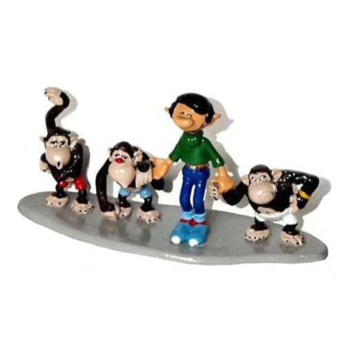 Pixi Franquin Gaston - Gaston avec ses trois chimpanzés