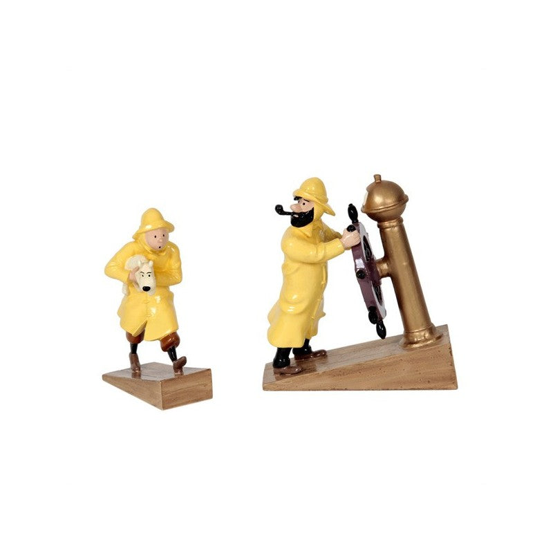 Moulinsart Tintin - Tintin in wax and Haddock at the helm (set of 2 characters)