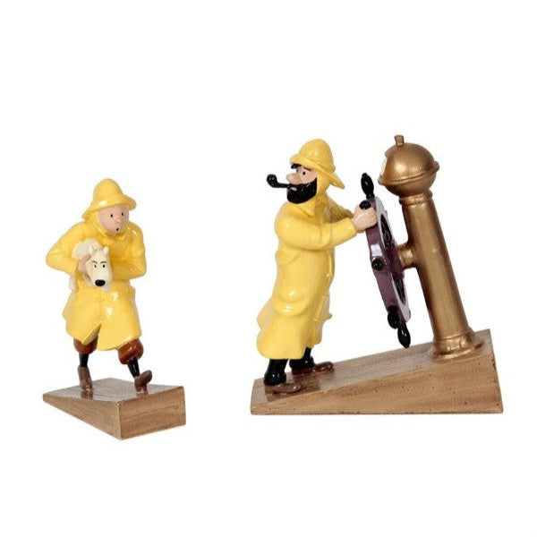 Moulinsart Tintin - Tintin in wax and Haddock at the helm (set of 2 characters)