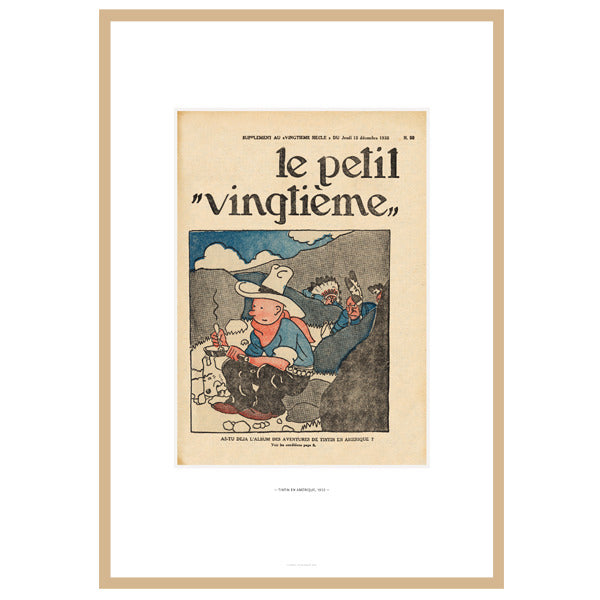 Moulinsart Tintin - Framed Lithograph The Little Twentieth Tintin in America