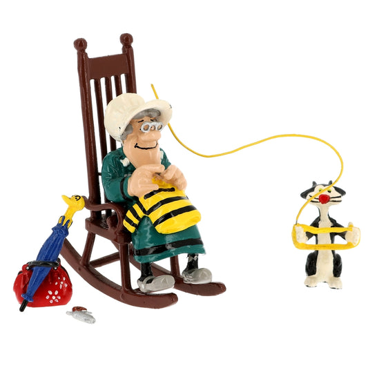 Pixi Morris Lucky Luke - Ma Dalton knitting in her rocking chair 