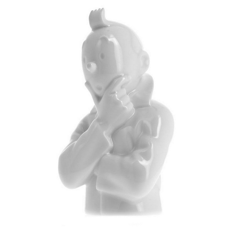 Moulinsart Tintin - Buste porcelaine Tintin pense - 24 cm - Version brillante