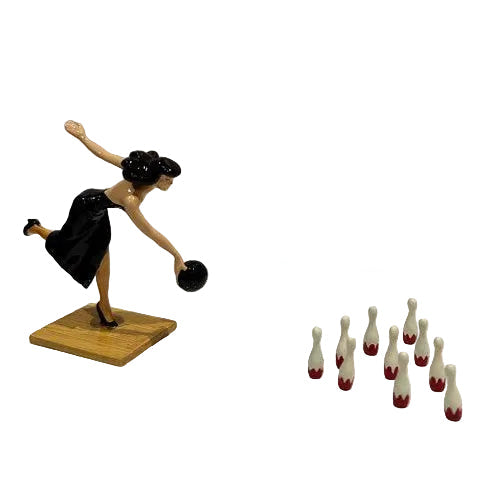 Pixi Berthet Pin-up - La Pin-up jouant au bowling