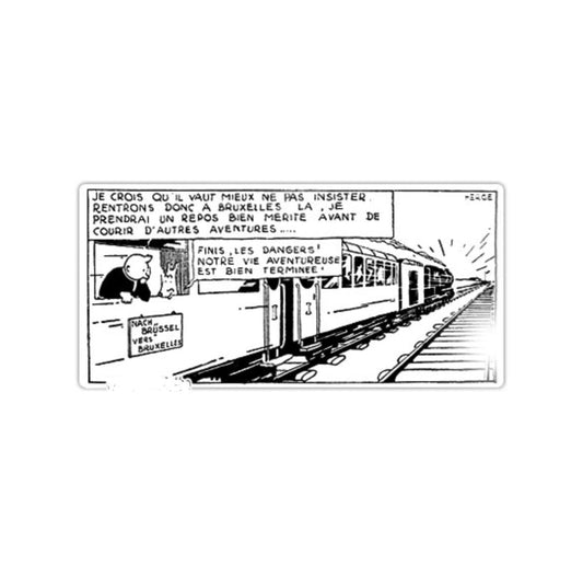 Emaillerie Inter-Media - Plaque émaillée Tintin train noir et blanc - 100 cm * 50 cm