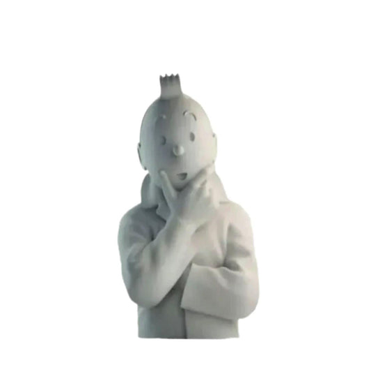Moulinsart Tintin - Porcelain bust Tintin thinks - 24 cm - Matt version 