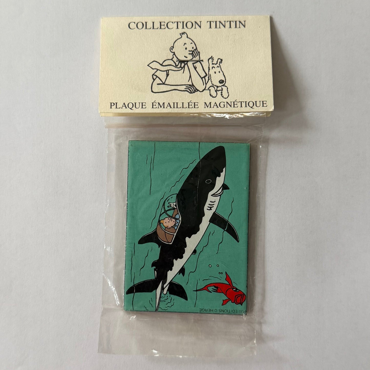 Pixi Tintin - Plaque émaillée Magnétique Tintin et Milou sous-marin
