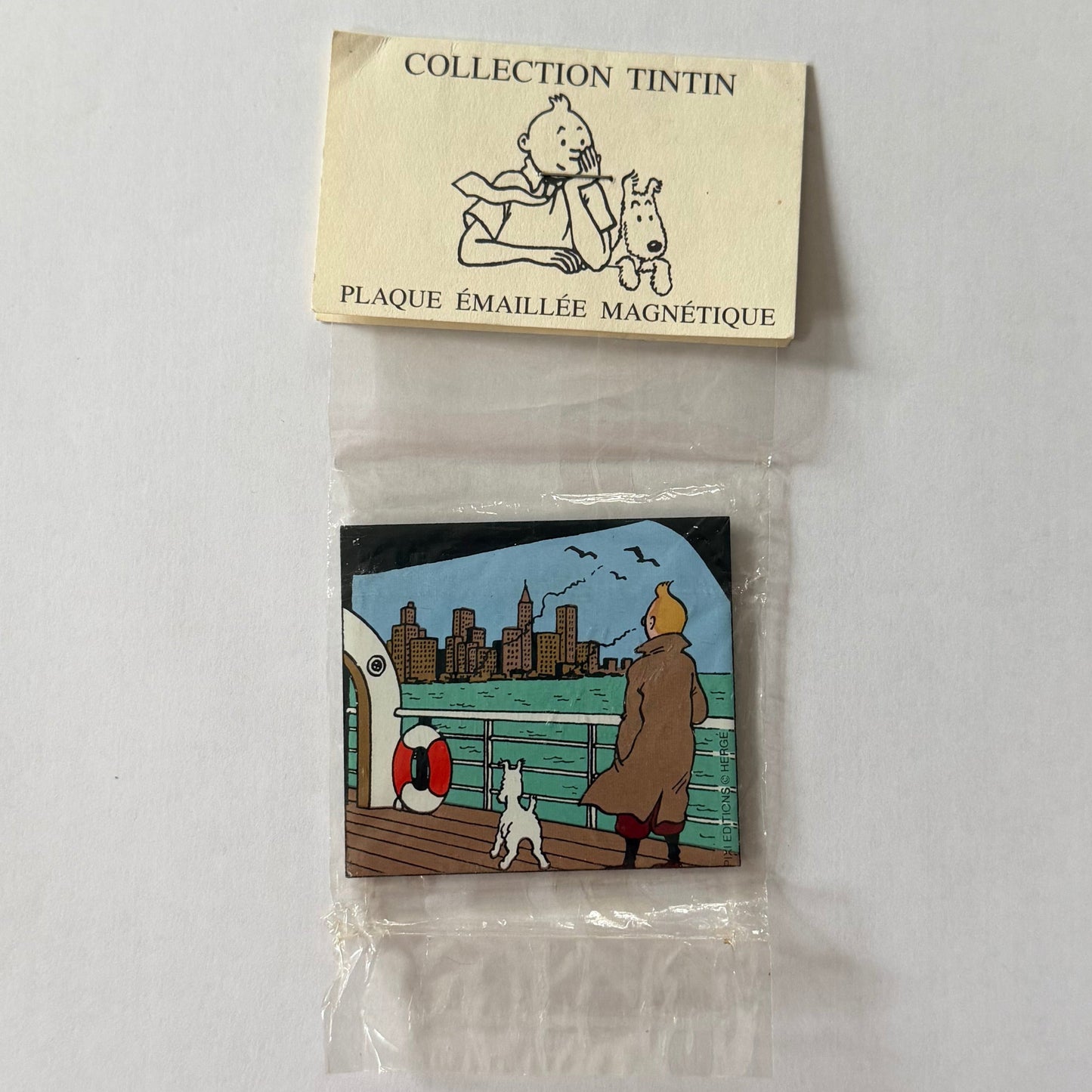 Pixi Tintin - Plaque émaillée Magnétique Tintin et Milou à New-York