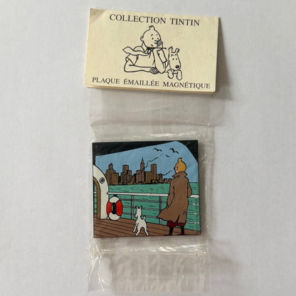 Pixi Tintin - Plaque émaillée Magnétique Tintin et Milou à New-York