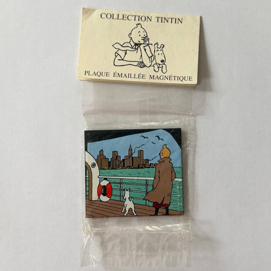 Pixi Tintin - Plaque émaillée Magnétique Tintin et Milou à New-York