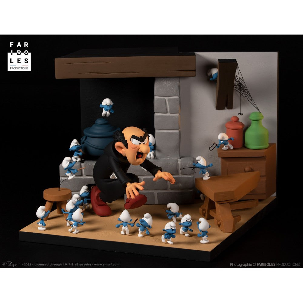 Fariboles Peyo Schtroumpf Gargamel - A moi les Schtroumpfs ! - Scène prestige
