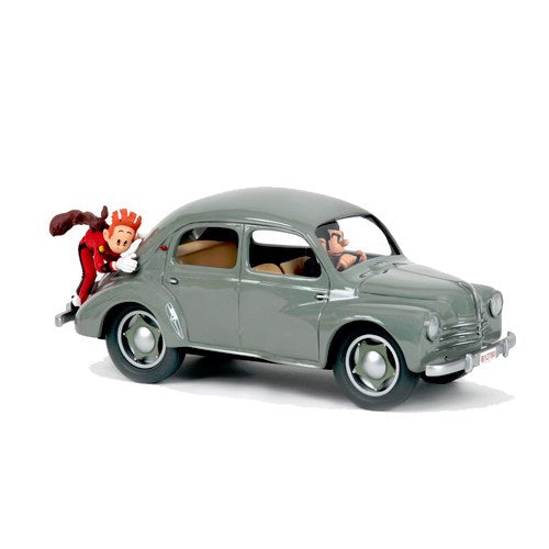 Aroutcheff - Spirou et Fantasio - Renault 4CV avec Spirou derrière